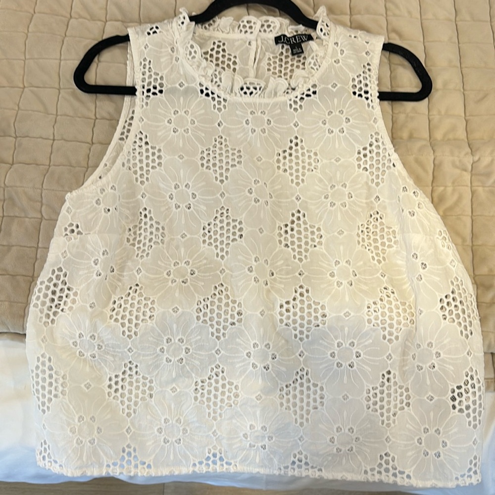 J crew embroidered sleeveless top